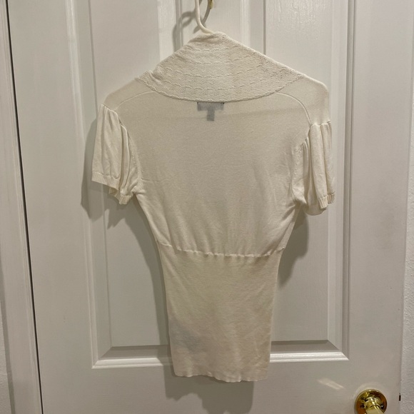 Bebe size XS White Knitted Top Short Sleeve Y2K Vintage - Picture 4 of 6